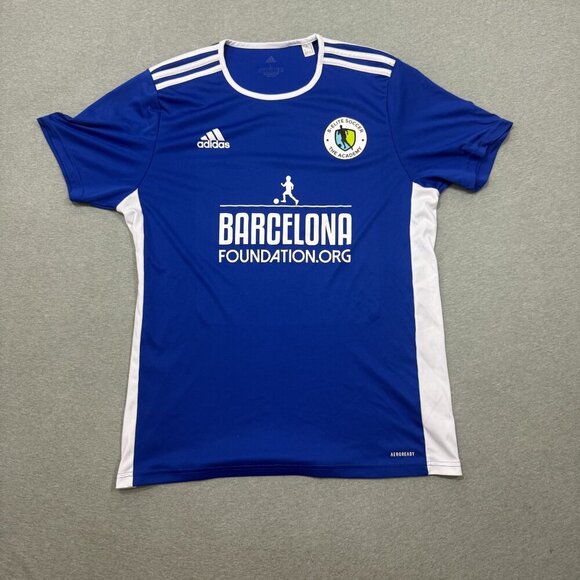 Adidas Mens Fitted Soccer Jersey Athletic Blue Size Large Sport Performance - Picture 1 of 5